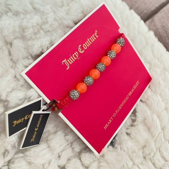 Juicy Couture Orange Silver Crystal Beads Friendship Adjustable Bracelet NWT - Picture 11 of 13